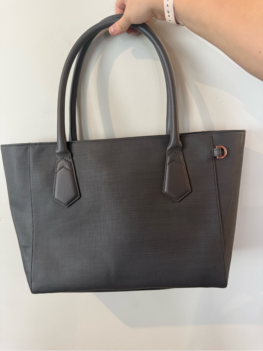 DAGNE DOVER Graphite Gray Classic Coated Canvas Tote 13" Laptop Business School - Picture 3 of 9
